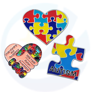 Conciencia de autismo directo de fábrica Insignia de metal de insignia personalizada