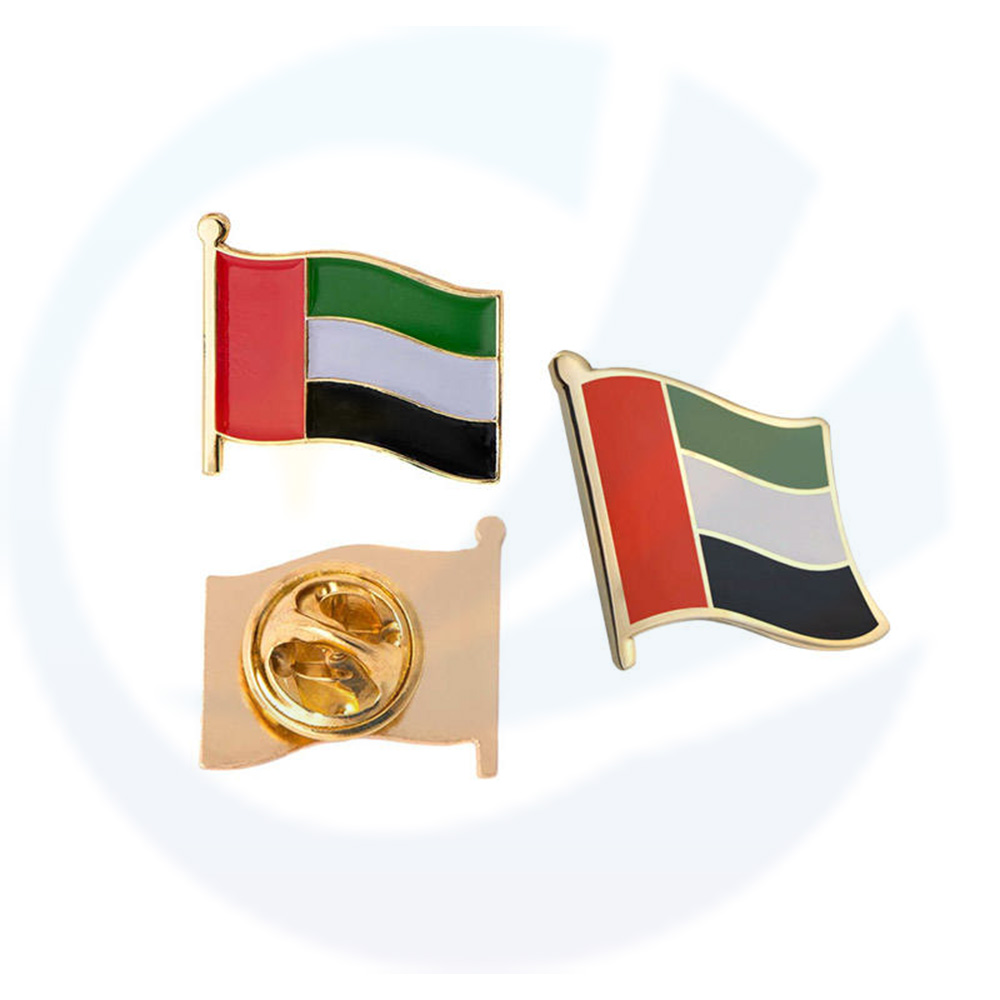 Insignia de metal de la bandera nacional de los EAU de alta calidad personalizada hecha de alta calidad